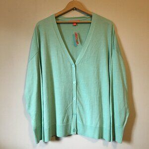NWT Pastelcore Jade Green Knit Button Up Soft & Cozy Cardigan - 2X